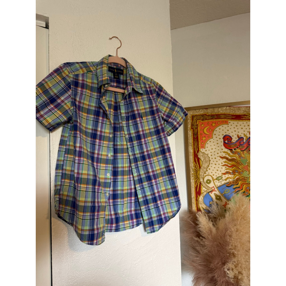 Preowned, Polo Ralph Lauren Classic Fit Multi-Color Plaid Oxford Short , boys M